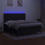 Fekete szövet rugós és LED-es ágy matraccal 180 x 200 cm 4