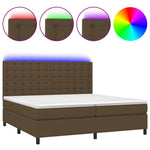 Barna szövet rugós és LED-es ágy matraccal 200x200 cm 2