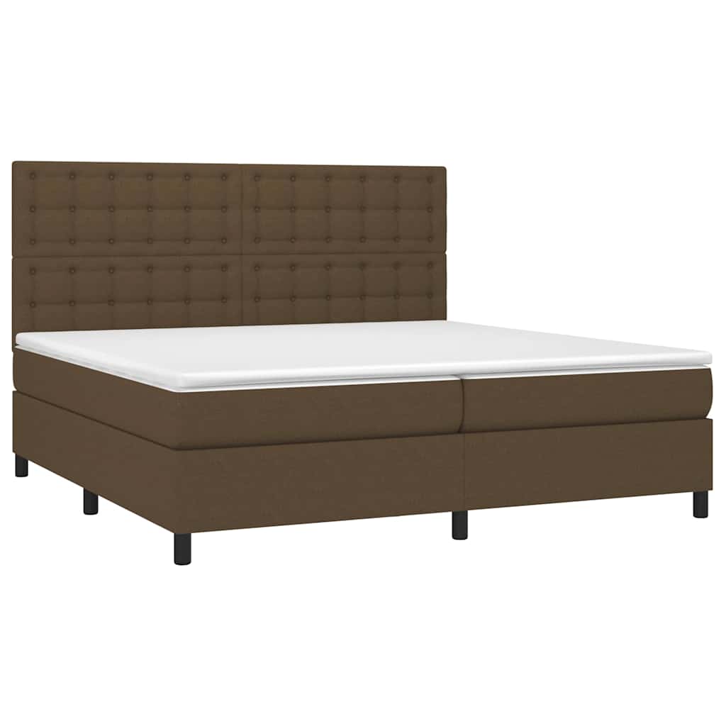 Barna szövet rugós és LED-es ágy matraccal 200x200 cm 3