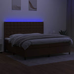 Barna szövet rugós és LED-es ágy matraccal 200x200 cm 4