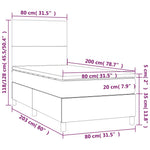 Sötétszürke szövet rugós és LED-es ágy matraccal 80 x 200 cm 8