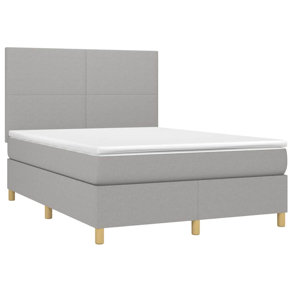 Sötétszürke szövet rugós és LED-es ágy matraccal 140x190 cm 3
