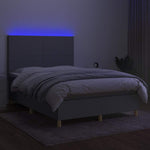Sötétszürke szövet rugós és LED-es ágy matraccal 140x190 cm 4