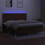 Barna szövet rugós és LED-es ágy matraccal 200x200 cm 4