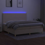 Krémszínű szövet rugós és LED-es ágy matraccal 200 x 200 cm 4