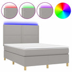 Sötétszürke szövet rugós és LED-es ágy matraccal 140x190 cm 2