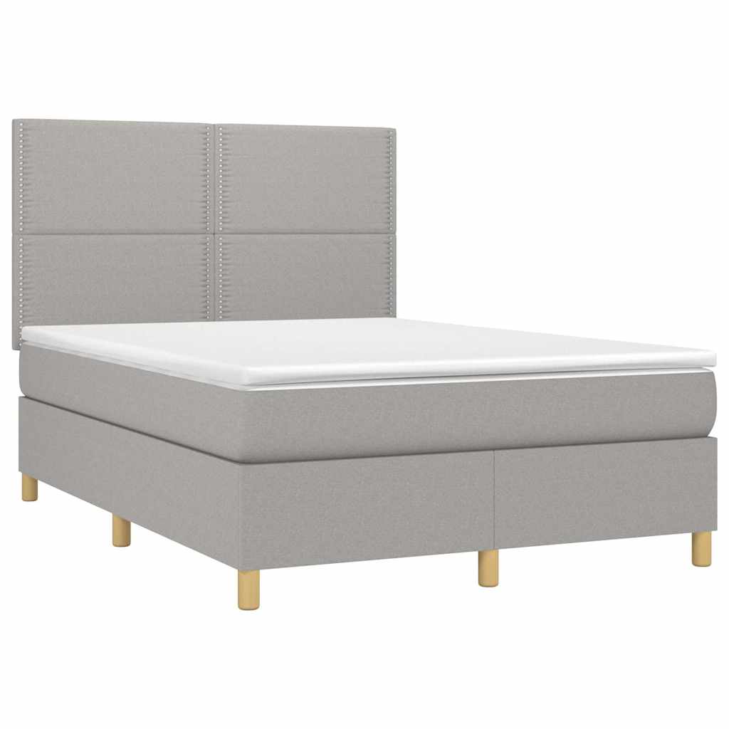 Sötétszürke szövet rugós és LED-es ágy matraccal 140x190 cm 3