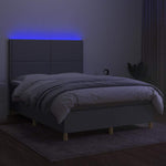 Sötétszürke szövet rugós és LED-es ágy matraccal 140x190 cm 4