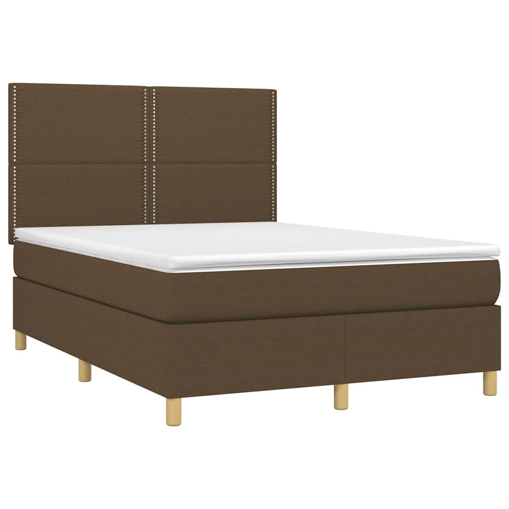 Barna szövet rugós és LED-es ágy matraccal 140x190 cm 3