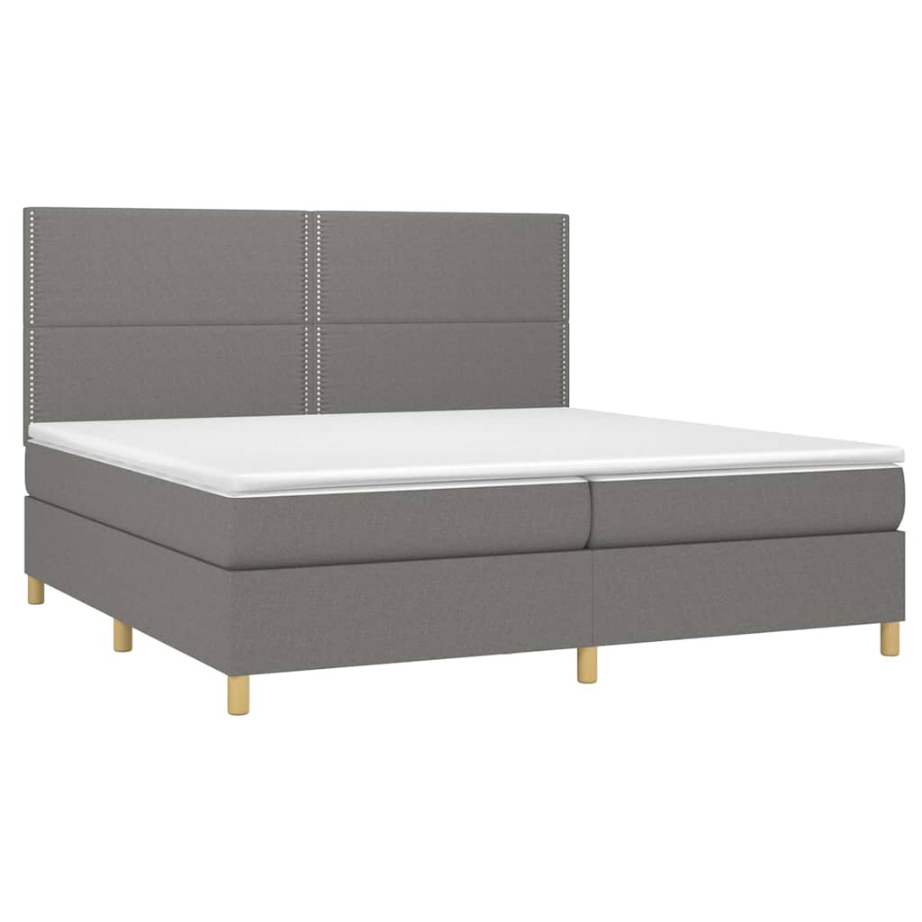 Sötétszürke szövet rugós és LED-es ágy matraccal 200x200 cm 3