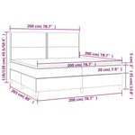 Sötétszürke szövet rugós és LED-es ágy matraccal 200x200 cm 8