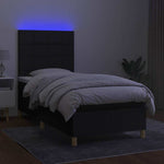 Fekete szövet rugós és LED-es ágy matraccal 90x190 cm 4