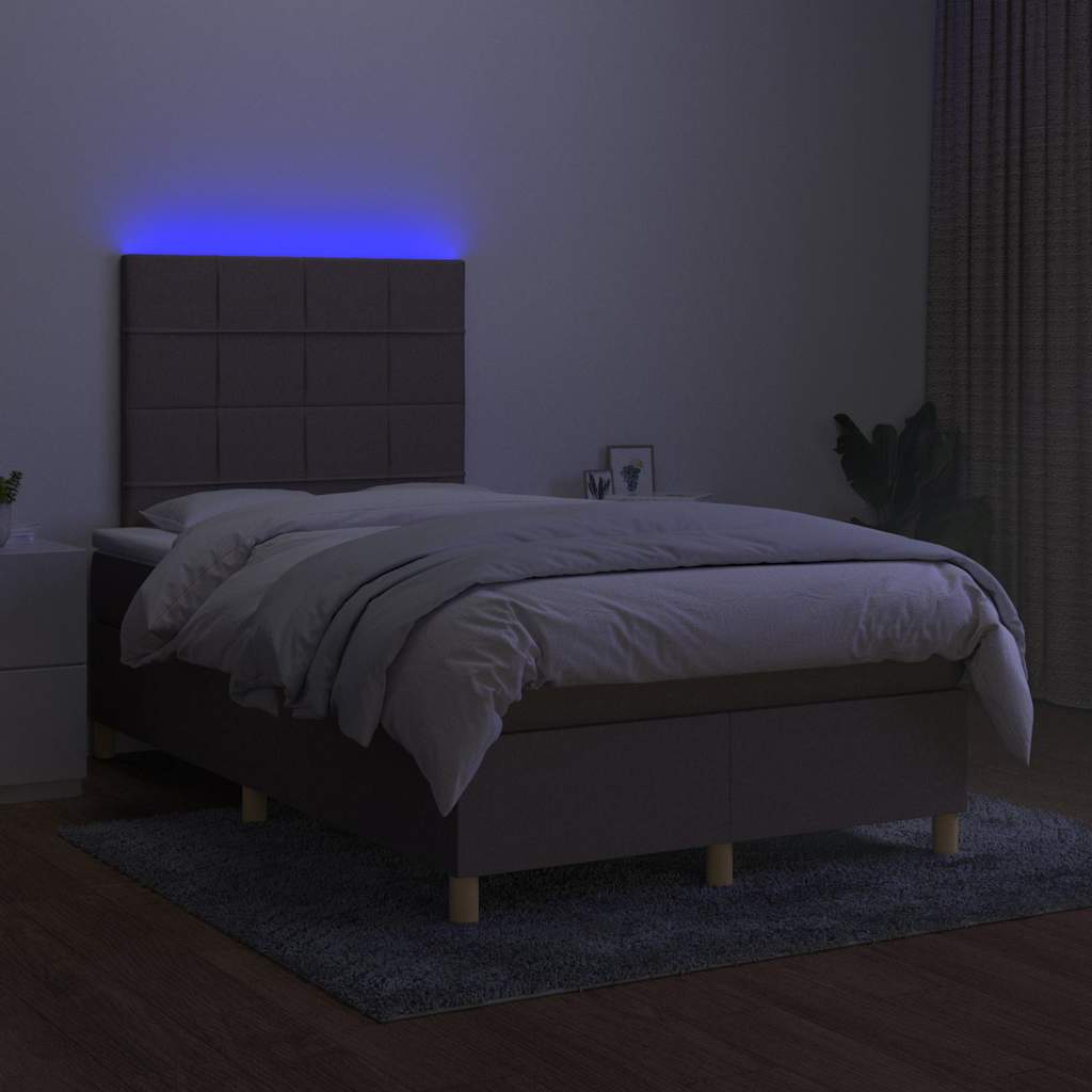 Tópszínű szövet rugós és LED-es ágy matraccal 120 x 200 cm 4