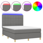 Sötétszürke szövet rugós és LED-es ágy matraccal 140x200 cm 2
