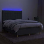 Sötétszürke szövet rugós és LED-es ágy matraccal 140x200 cm 4