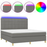 Sötétszürke szövet rugós és LED-es ágy matraccal 160x200 cm 2
