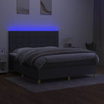 Sötétszürke szövet rugós és LED-es ágy matraccal 160x200 cm 4