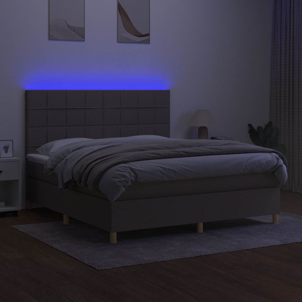 Tópszínű szövet rugós és LED-es ágy matraccal 160x200 cm 4