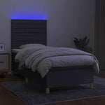 Sötétszürke szövet rugós és LED-es ágy matraccal 90x200 cm 4