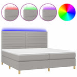 Világosszürke szövet rugós és LED-es ágy matraccal 200x200 cm 2