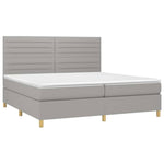 Világosszürke szövet rugós és LED-es ágy matraccal 200x200 cm 3