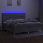 Világosszürke szövet rugós és LED-es ágy matraccal 200x200 cm 4