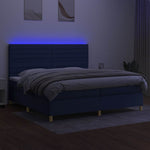 Kék szövet rugós és LED-es ágy matraccal 200 x 200 cm 4