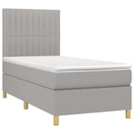Világosszürke szövet rugós és LED-es ágy matraccal 90x190 cm 3