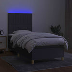 Sötétszürke szövet rugós és LED-es ágy matraccal 90x190 cm 4