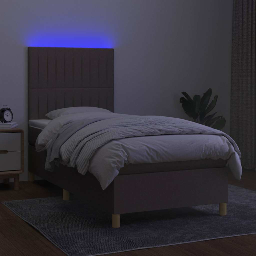 Tópszínű szövet rugós és LED-es ágy matraccal 90x200 cm 4