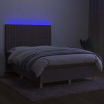 Tópszínű szövet rugós és LED-es ágy matraccal 140x200 cm 4