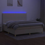 Krémszínű szövet rugós és LED-es ágy matraccal 200 x 200 cm 4