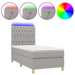 Világosszürke szövet rugós és LED-es ágy matraccal 80 x 200 cm 2
