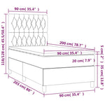 Világosszürke szövet rugós és LED-es ágy matraccal 90x200 cm 8