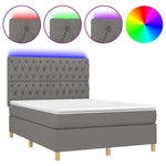 Sötétszürke szövet rugós és LED-es ágy matraccal 140x190 cm 2