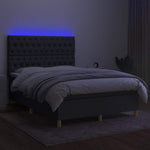 Sötétszürke szövet rugós és LED-es ágy matraccal 140x190 cm 4