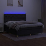 Fekete szövet rugós és LED-es ágy matraccal 160x200 cm 4