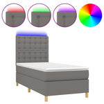 Sötétszürke szövet rugós és LED-es ágy matraccal 80 x 200 cm 2