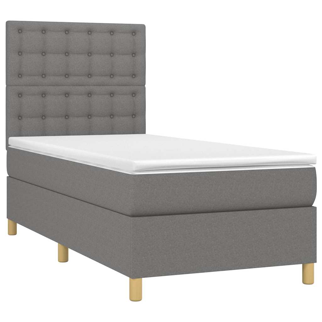 Sötétszürke szövet rugós és LED-es ágy matraccal 80 x 200 cm 3