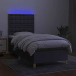 Sötétszürke szövet rugós és LED-es ágy matraccal 80 x 200 cm 4