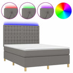 Sötétszürke szövet rugós és LED-es ágy matraccal 140x190 cm 2