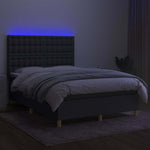 Sötétszürke szövet rugós és LED-es ágy matraccal 140x190 cm 4