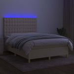 Krémszínű szövet rugós és LED-es ágy matraccal 140x190cm 4