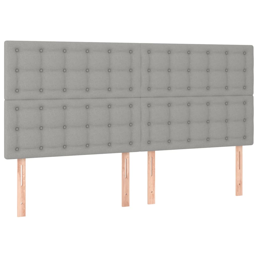 Világosszürke szövet rugós és LED-es ágy matraccal 160x200 cm 7