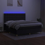 Fekete szövet rugós és LED-es ágy matraccal 180 x 200 cm 4