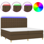 Barna szövet rugós és LED-es ágy matraccal 200x200 cm 2