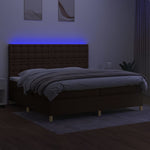 Barna szövet rugós és LED-es ágy matraccal 200x200 cm 4
