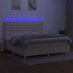 Krémszínű szövet rugós és LED-es ágy matraccal 200 x 200 cm 4