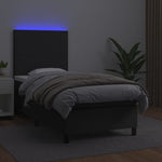 Fekete műbőr rugós ágy matraccal és LED-del 80 x 200 cm 4