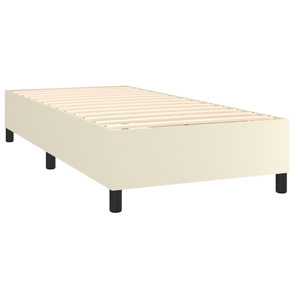 Krémszínű műbőr rugós ágy matraccal és LED-del 90x190 cm 6